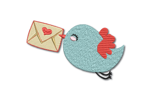 Bird with Love Letter: A Charming Embroidery Design for Heartfelt Creations