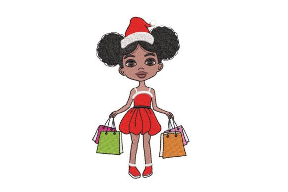 Christmas, New Year, Cute Afro Girl Embroidery Design Review