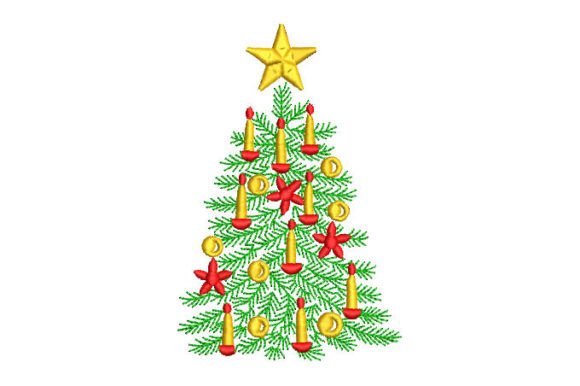 Christmas Tree with Candle Star: A Festive Embroidery Design Review