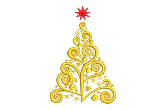 Christmas Tree with Red Star Embroidery Design Review