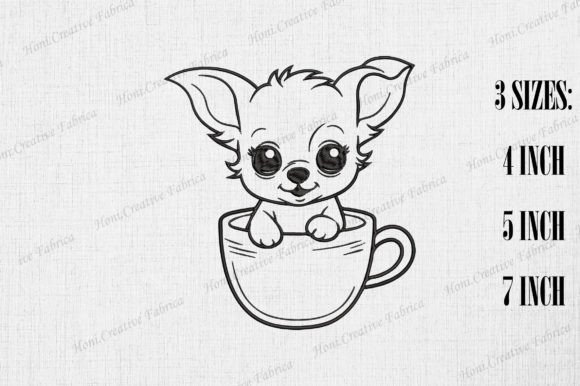 Cute Chihuahua Dog in Coffee Cup for Branding