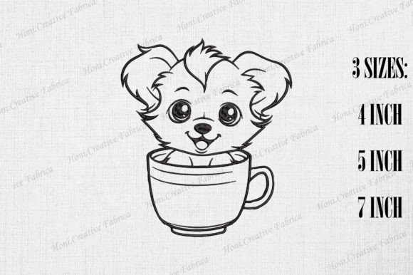 Cute Shetland Sheepdog in Coffee Cup Embroidery Review