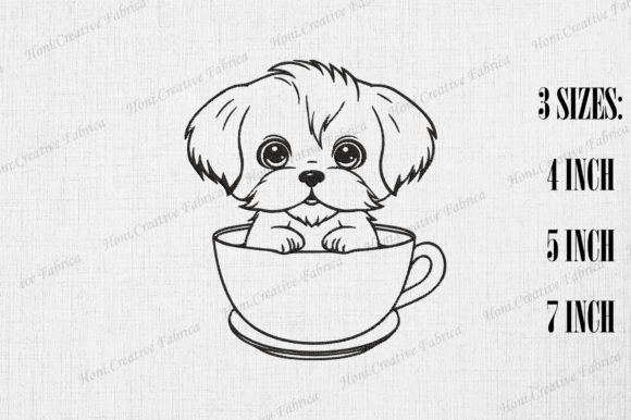 Cute Shih Tzu Dog in Coffee Cup for Branding