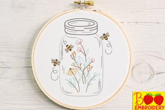 Glass Jar with Floral and Bee Flowers Embroidery Review