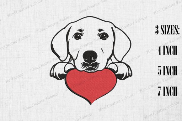 Labrador Retriever Peeking from Heart Review for Sweatshirt Embroidery