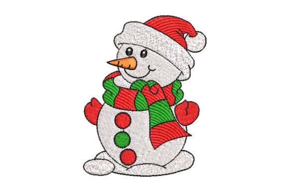 Snowman with Christmas Scarf: A Charming Embroidery Design for Handmade Gifts