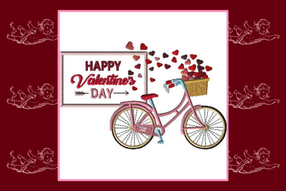 Valentine Bicycle: A Charming Embroidery Design for Personalized Gifts