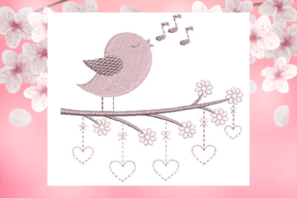 Valentine Birdie-Small: A Delightful Embroidery Design for Boutique Sweatshirts