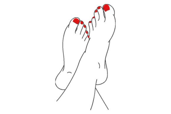 Woman Feet with Red Pedicure Embroidery Design Review